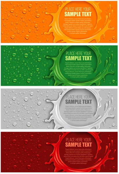 Multicolour Background Splash Lots Drops Design Template Juice Place Your — Stock Vector