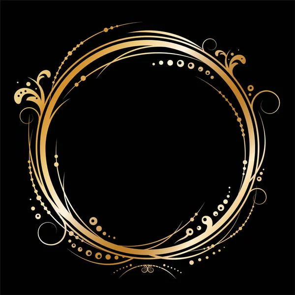 Золотой Круг Винтажная Рамка Черном Фоне — стоковый вектор