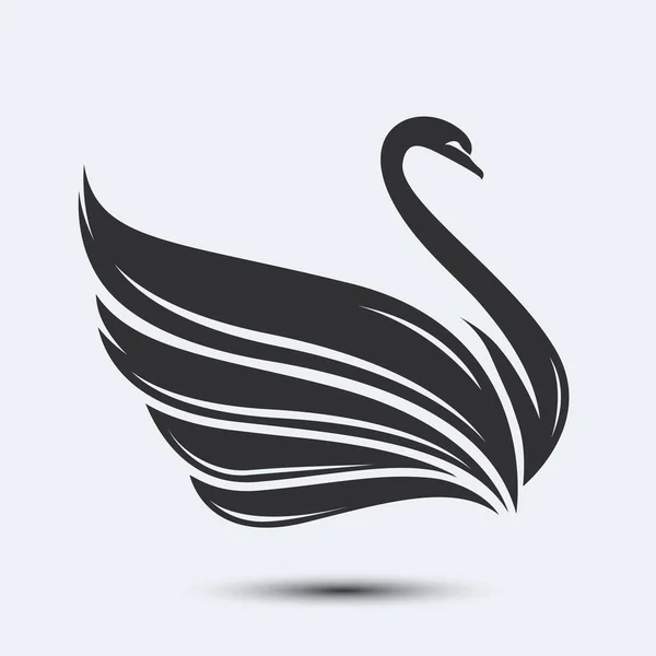 Стилизованный Силуэт Черного Лебедя Птичий Образ Векторная Иллюстрация Работает Татуировка — стоковый вектор