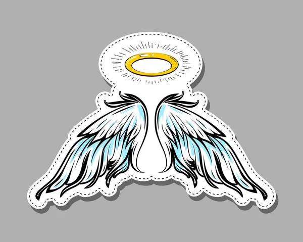 Angel Cartoon Halo Wings Comic Style Label Sticker Tag Design —  Vetores de Stock