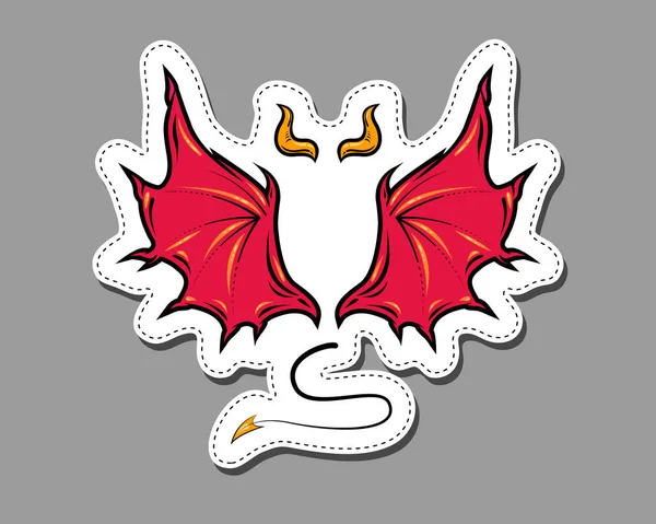 Demon Cartoon Comic Style Attribute Elements Vector Art Wings Horns — Vetor de Stock