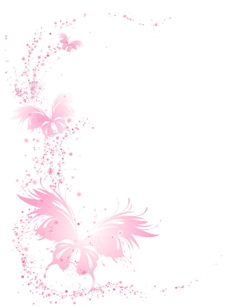 Abstract White Background Pink Flying Butterflies Vector Frame Graphic Design — Vetor de Stock