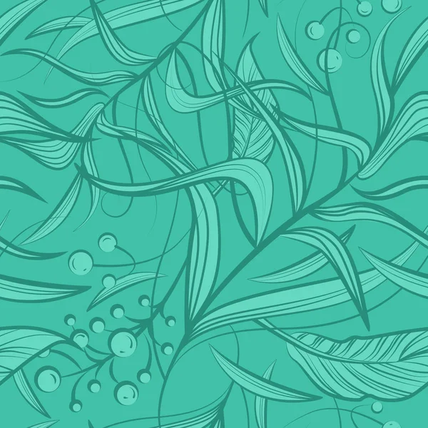 Цветочный Бесшовный Узор Мятой Зеленых Цветов Листьев Ягод Векторное Искусство — стоковый вектор