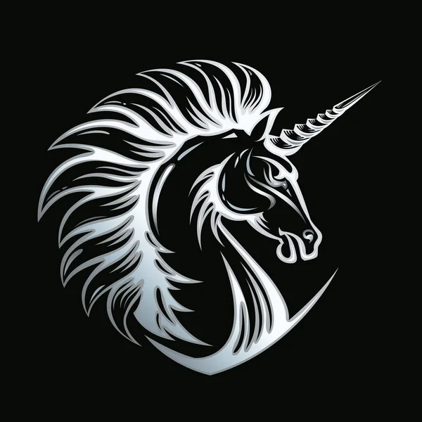 Kepala Kuda Unicorn Yang Marah Lambang Perak Ilustrasi Gemerlap Hewan Stok Ilustrasi 