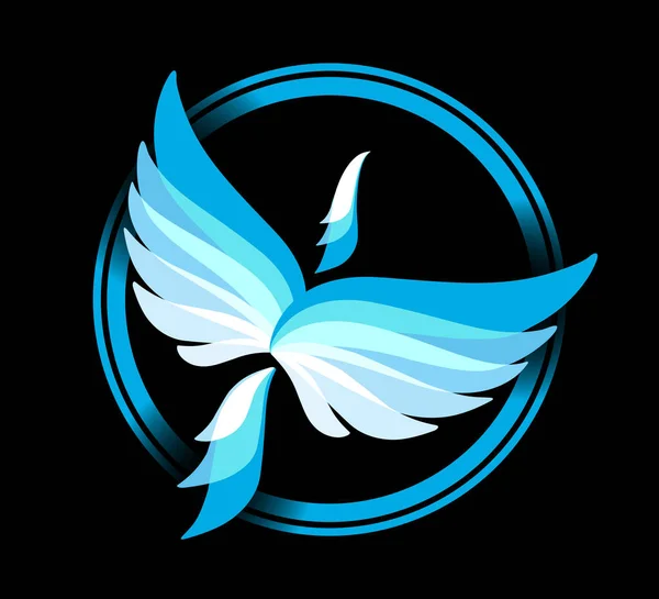 Círculo Quadro Com Voando Ícone Phoenix Azul Gelo Neve Águia —  Vetores de Stock