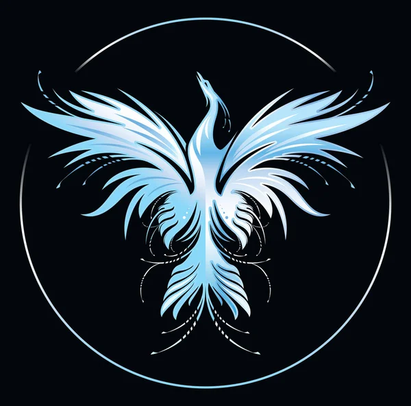 Stylizovaný Obraz Magického Ledu Phoenix Černém Pozadí Vektorová Ilustrační Šablona Vektorová Grafika
