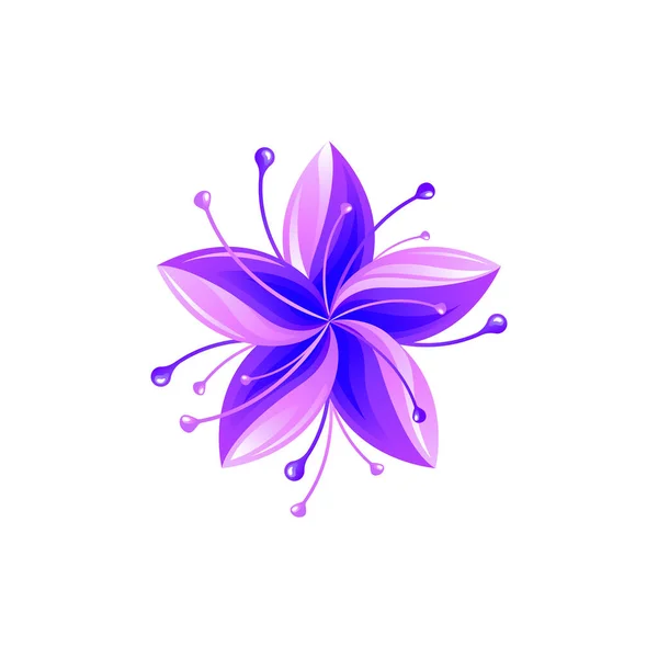 Iconos Flores Pétalos Aislados Blanco Estilo Degradado Colorido Violeta Azul — Archivo Imágenes Vectoriales
