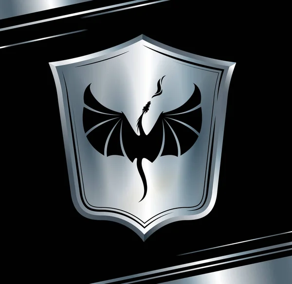 Heraldic Shield Unicorn Horse Head Silver Emblem Fury Magic Animal — Vector de stock