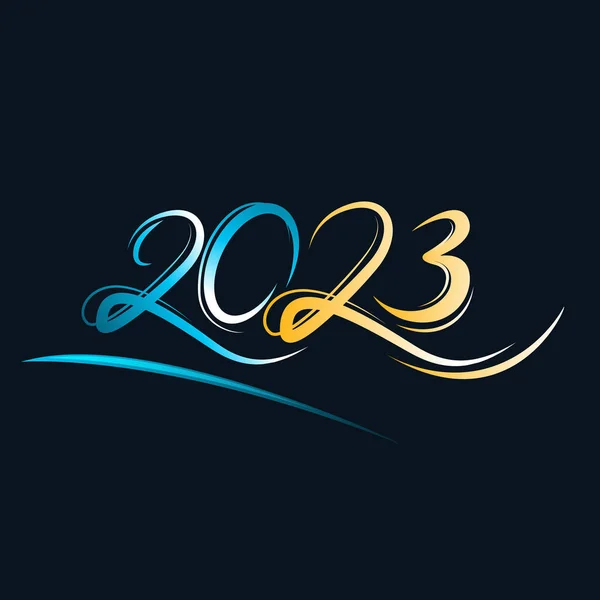 Lettering 2023 Golden Blue Glow — Stok Vektör