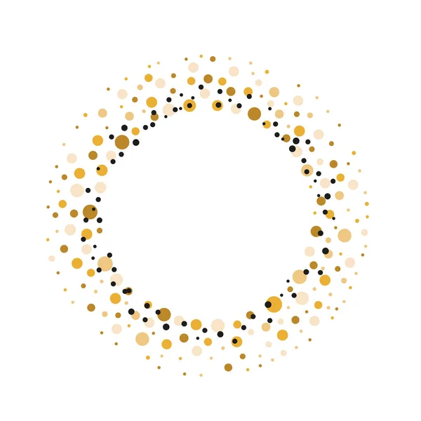 Golden Black Dust Dots Circle Frame Abstract Glitter Background Dots — Vetor de Stock