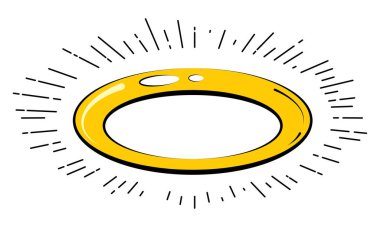 Melek çizgi film Halo ikonu. Çizgi roman tarzı etiket, etiket ya da etiket tasarımı. İyiliğin İllüstrasyonu