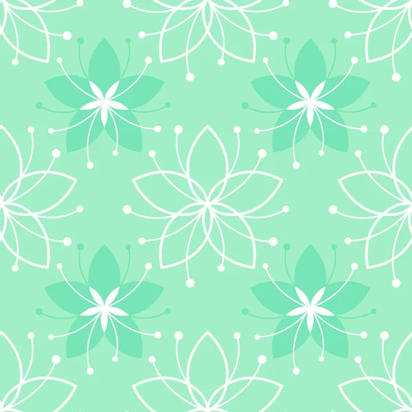 Krásný Květinový Hladký Vzor Jednoduchou Květinou Mátově Zelené Bílé Pozadí Royalty Free Stock Ilustrace