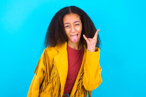Portrait Crazy African American Teenager Girl Afro Hair Style Wearing — Stock Photo, Image
