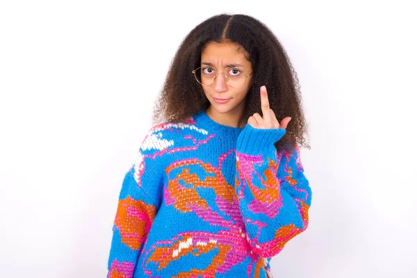 African American Teenager Girl Afro Hair Style Wearing Vintage Colourful — Stock Photo, Image