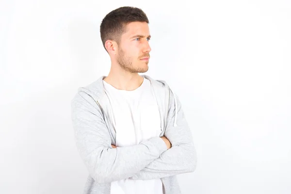 Image Upset Young Caucasian Man Wearing Casual Clothes White Background — Stock Photo, Image