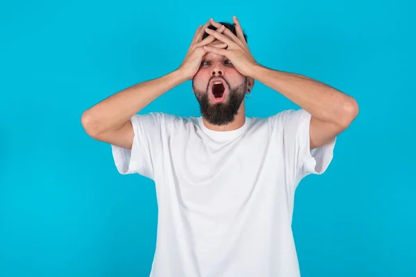 Vreselijk Stress Shock Portret Van Een Emotioneel Gestoorde Blanke Man — Stockfoto