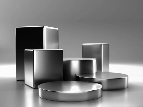 Zilver Kleur Podium Met Minimale Stijl Use Voor Cosmetische Producten — Stockfoto