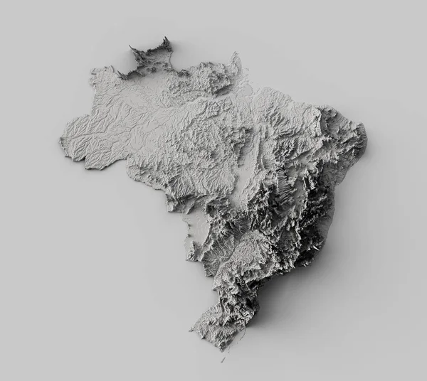 Relief Map Brazil Grey Color Modern Minimal Map Illustration — 스톡 사진