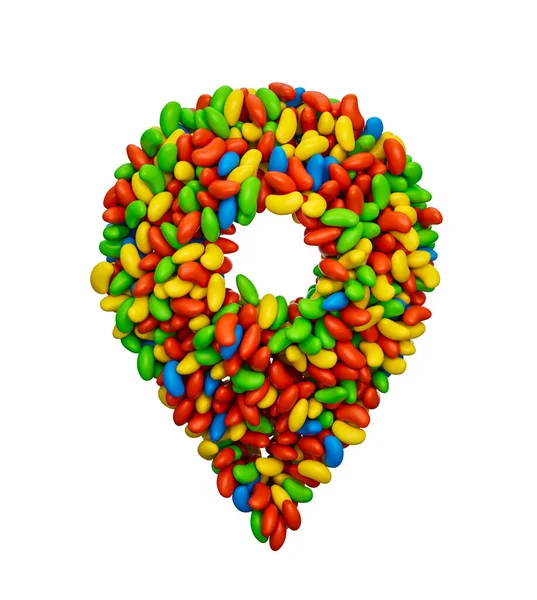 Location Sign Pin Made Colorful Jellybeans Illustration — Photo