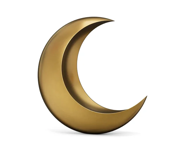 Gold copper crescent moon isolated on white background 3d Rendering