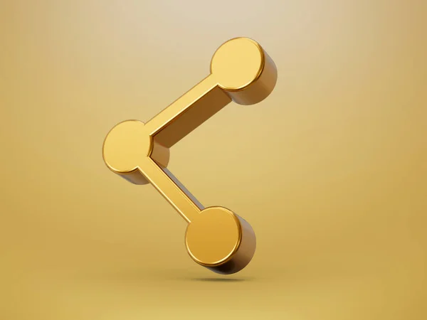 Golden Share Link Icon Button Symbol Isolated Isolated Background Illustration — Stock Photo, Image