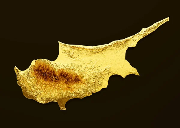 Cyprus Map Golden metal Color Height map Background 3d illustration