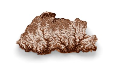 Bhutan Haritası eski tarzda, kahverengi grafikler eski tarz Vintage tarzında. Yüksek detaylı 3d illüstrasyon
