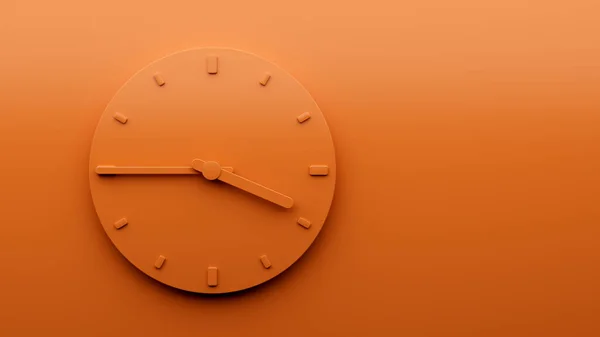 最小橙色时钟3 45到4个抽象的最小墙时钟3D说明 — 图库照片