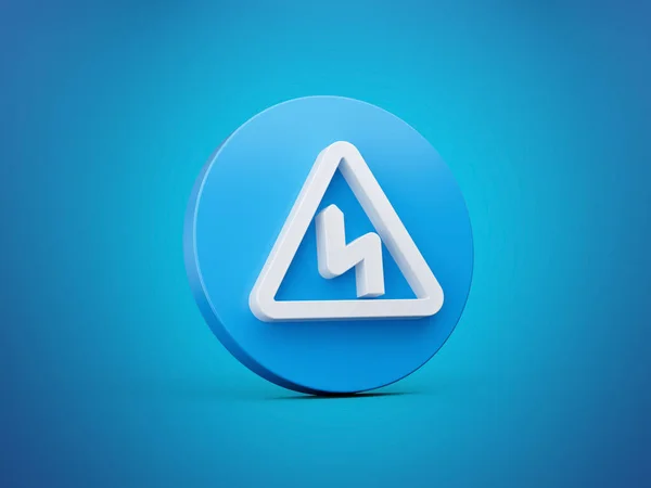 Double Bend First Left Warning Sign Blue Icon Illustration — Stock Photo, Image