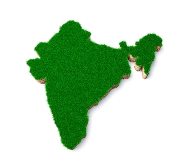 Indien Karta Mark Geologi Tvärsnitt Med Grönt Gräs Illustration — Stockfoto