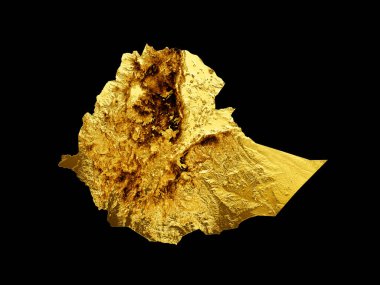 Etiyopya Haritası Altın Metal Renk Haritası 3D Görüntü Arkaplanı