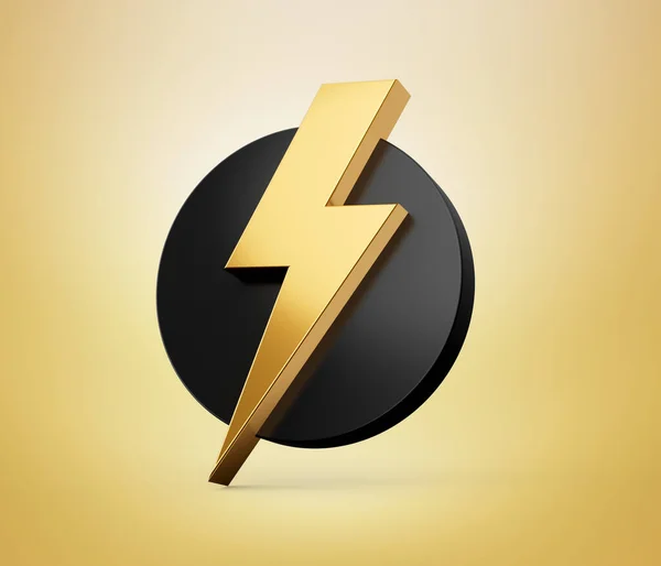 Σχεδιασμός Λογότυπο Thunderbolt Ένα Μαύρο Κύκλο Εικόνα — Φωτογραφία Αρχείου
