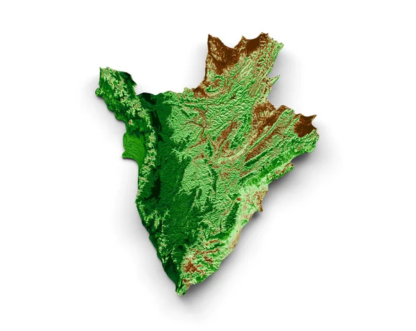 ブルンジ地図3Dリアルな地図カラー3Dイラスト — ストック写真