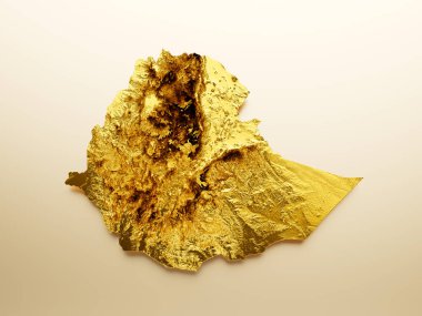Etiyopya Haritası Altın Metal Renk Haritası 3D Görüntü Arkaplanı