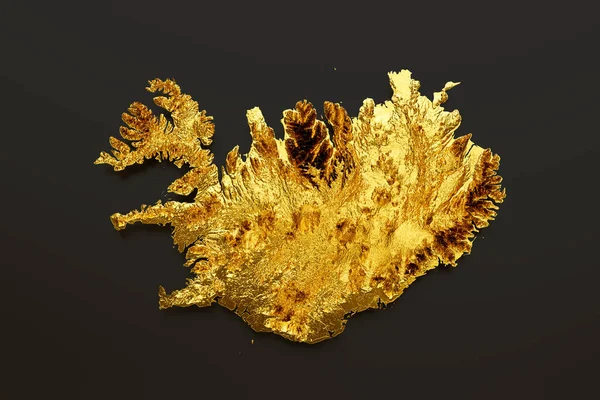 Zlanda Haritası Altın Metal Renk Yüksekliği Haritası Görüntü — Stok fotoğraf
