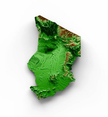Chad Topografik Harita 3d gerçekçi Renk 3d illüstrasyonuName