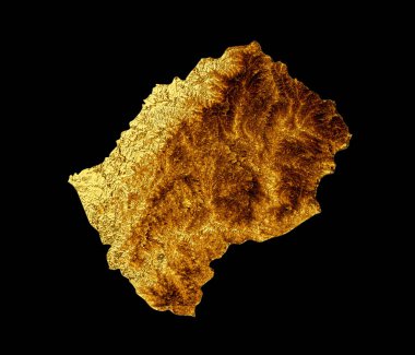 Lesotho Haritası Altın Metal Renk Haritası 3D Görüntü Arkaplanı