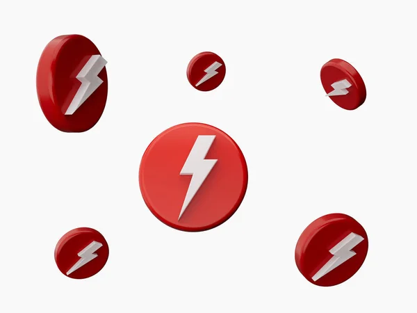Light Bolt Icon Red Circle Many Icons Flying Illustration — Stock Photo, Image