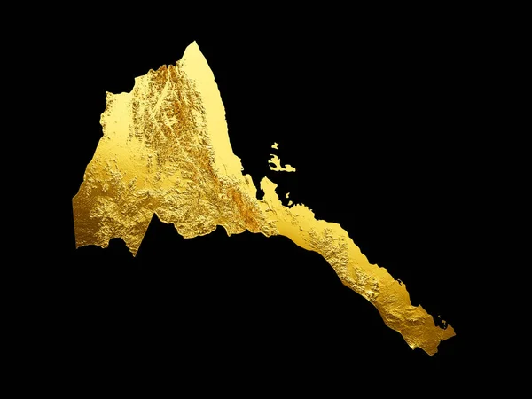 Erytrea Mapa Złoty Metal Kolor Wysokość Mapa Tło Ilustracja — Zdjęcie stockowe