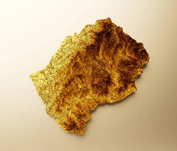 Lesotho Χάρτης Χρυσό Μέταλλο Χρώμα Ύψος Χάρτη Ιστορικό Εικονογράφηση — Φωτογραφία Αρχείου