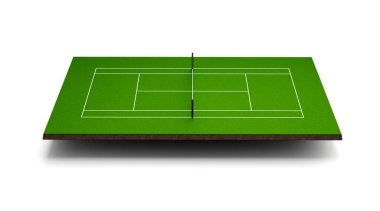 Tenis kortu izole edildi. 3B illüstrasyon