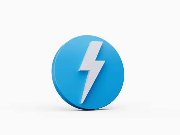 Blue Thunderbolt Icon Isometric Isolated White Background Blue Shape Web — Stock Photo, Image