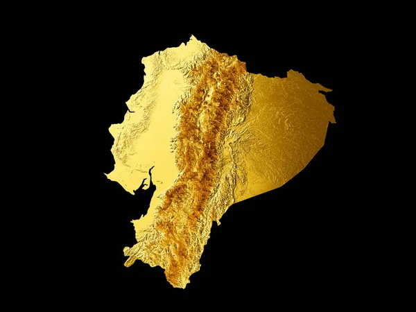 Ecuador Map Golden metal Color Height map Background 3d illustration