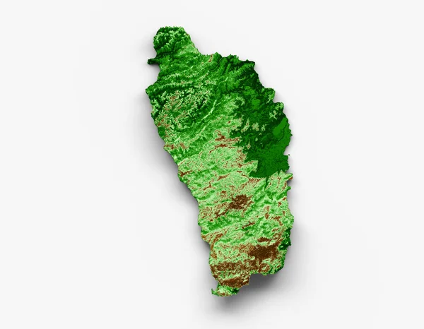 ドミニカ地図3Dリアルな地図カラー3Dイラスト — ストック写真