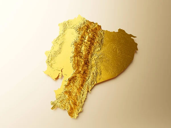 Mapa Ekwadoru Złoty Metal Kolor Wysokość Mapa Tło Ilustracja — Zdjęcie stockowe