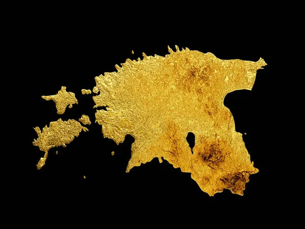 Estonia Mapa Golden Metal Kolor Wysokość Mapa Tło Ilustracja — Zdjęcie stockowe