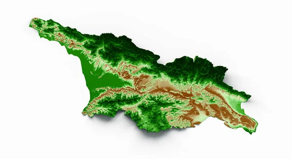 Gruzja Mapa Topograficzna Realistyczna Mapa Kolor Ilustracja — Zdjęcie stockowe