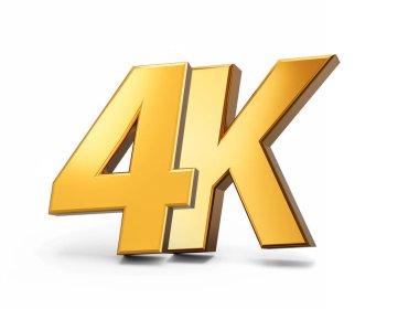 Ultra yüksek çözünürlüklü televizyon teknolojisi Golden 4K Ultra HD TV 3D illüstrasyon