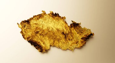 Çek Cumhuriyeti Altın Metal Renk Haritası Arkaplan 3d illüstrasyon