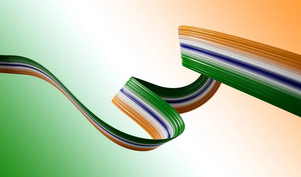 Абстрактна Хвиляста Стрічка Кольорами Індійського Національного Прапора Сучасна Мінімальна Ілюстрація — стокове фото